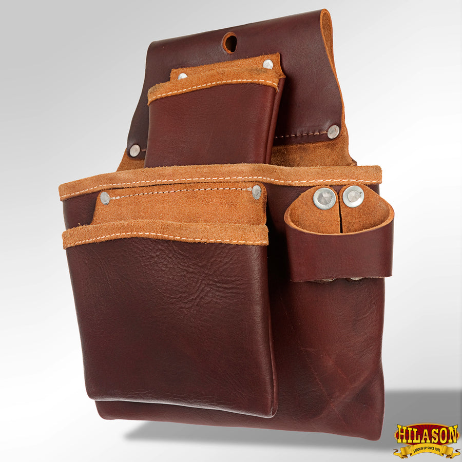 HILASON Leather Tool Bag Construction Handyman Farmers Organizer Storage Bags For Men Electrician Tools Home & Wood Work