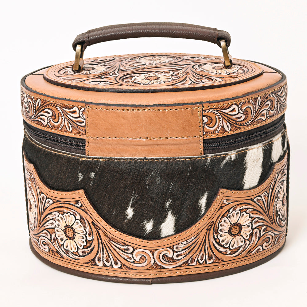 American Darling Jewelry Case Hand Tooled Hair On Genuine Leather Western Women Bag Handbag Purse |
