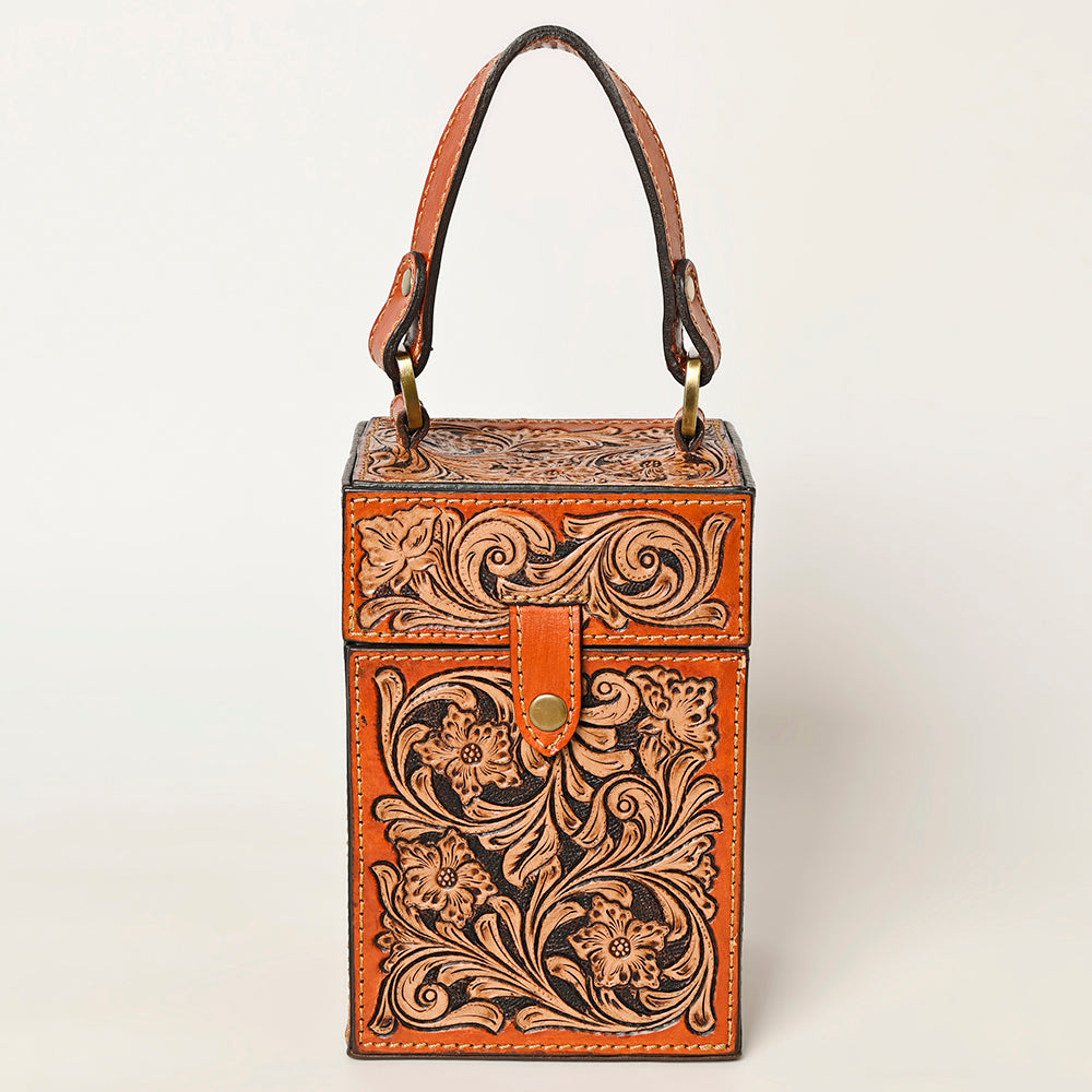 American Darling Jewelry Case Hand Tooled Hair On Genuine Leather Women Bag Western Handbag Purse