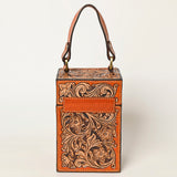 American Darling Jewelry Case Hand Tooled Hair On Genuine Leather Women Bag Western Handbag Purse