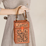 American Darling Jewelry Case Hand Tooled Genuine Leather Western Women Bag Handbag Purse |