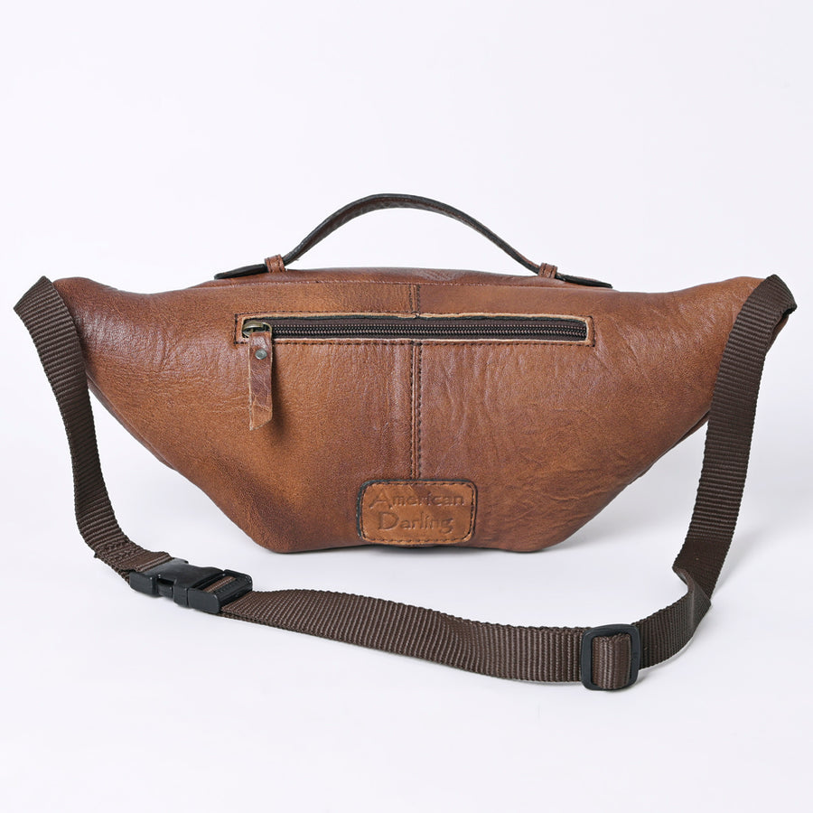 American Darling Western Fanny Pack, Hand-Tooled Floral Carved Genuine Leather Belt Bag, Adjustable Strap, Premium Craftsmanship