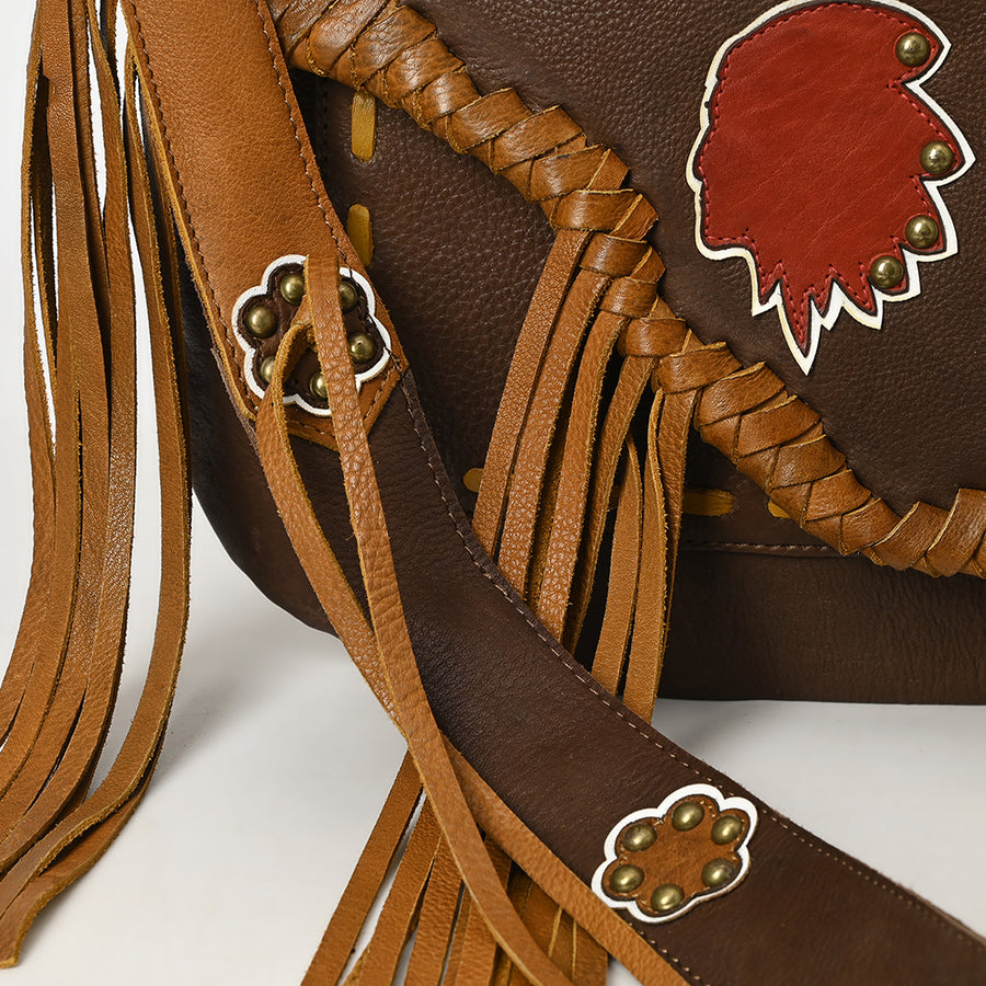 American Darling Messenger I Hand Tooled Hair-On Genuine Leather Women Bag Western Handbag Purse