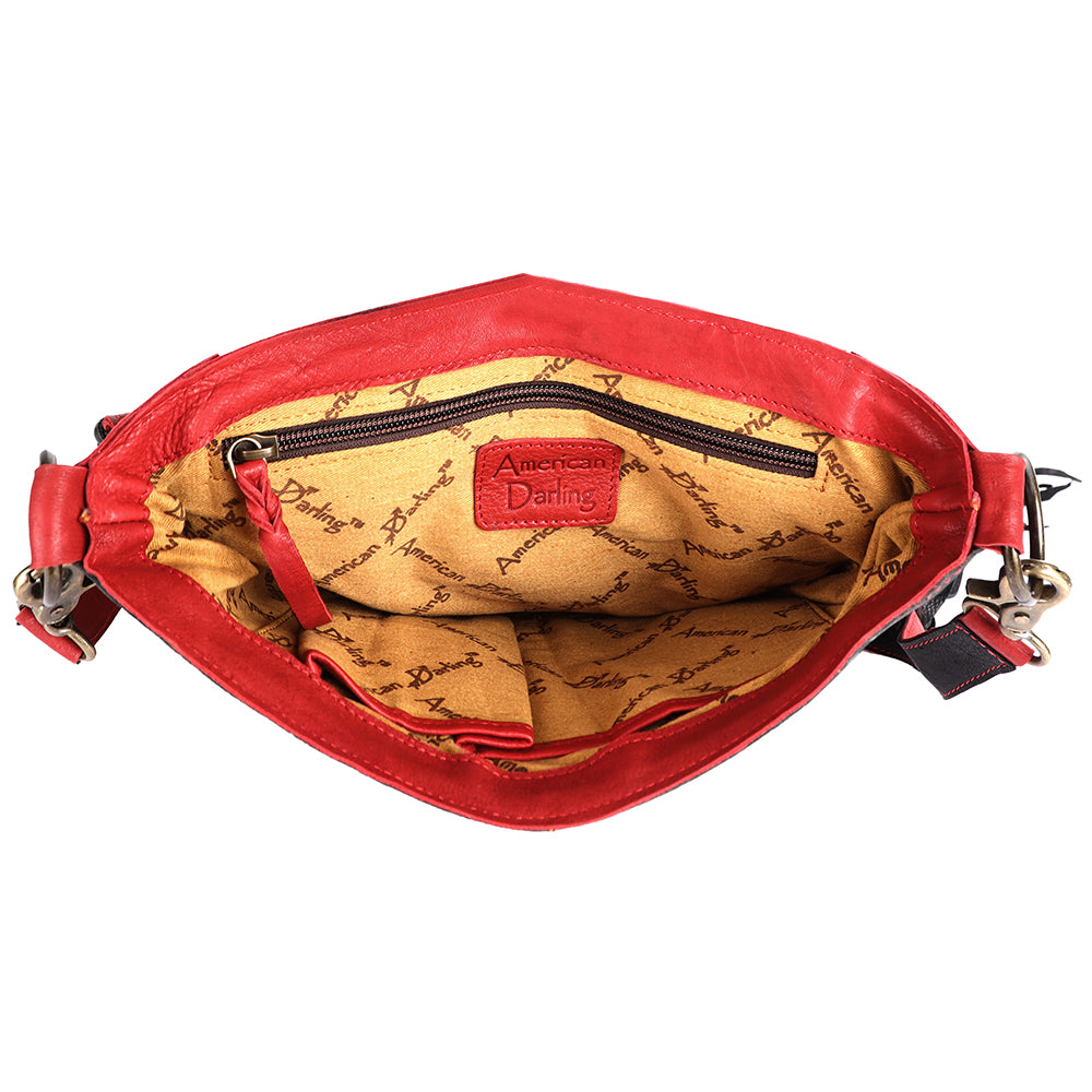 American Darling Messenger Hand Tooled Genuine Leather Western Women Bag Handbag Purse | Cute