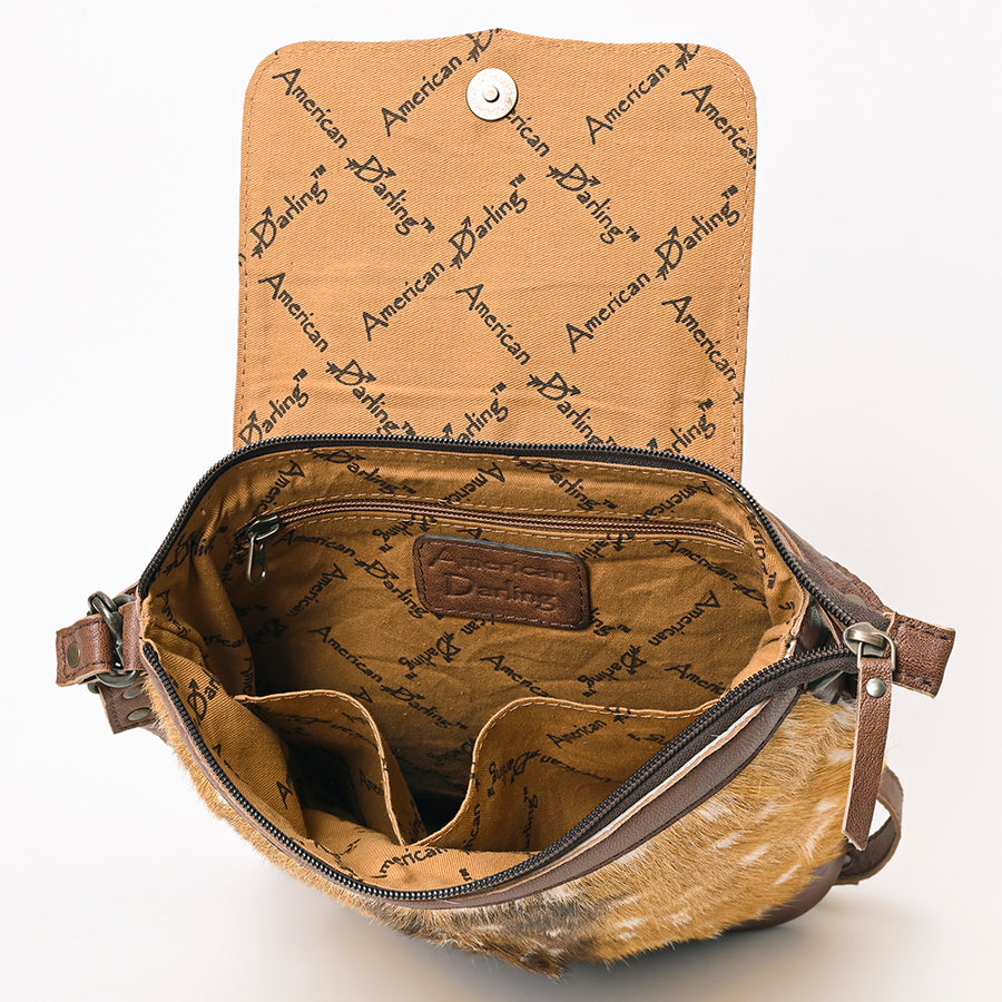 American Darling Western Hair-On Cowhide Shoulder Bag – Genuine Leather, Studded Flap, Adjustable Strap, Premium Handcrafted Design
