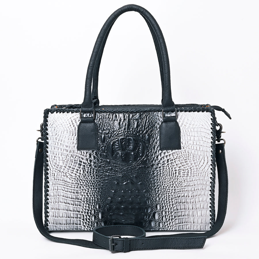 American Darling Women’s Crocodile Embossed Genuine Leather Western Tote Bag with Shoulder Strap 11in (H) X 15in (W) X 4in (D)