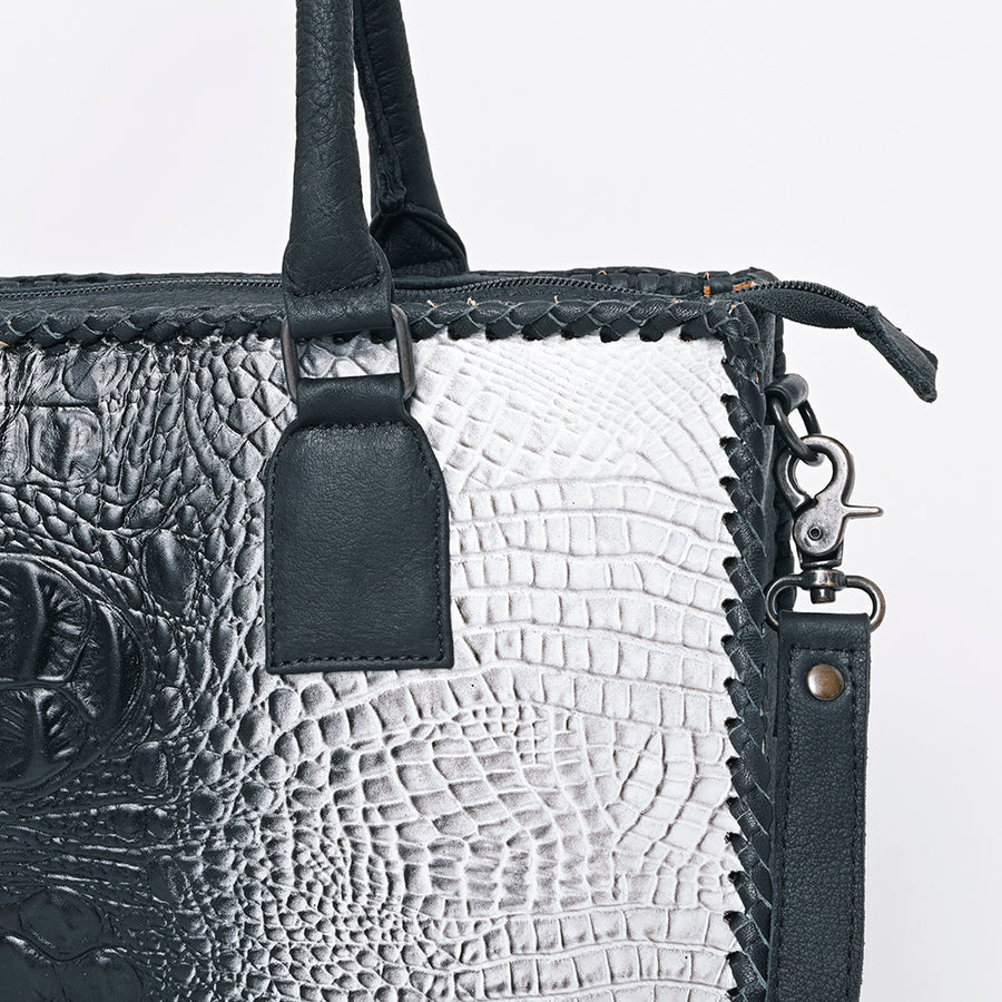 American Darling Women’s Crocodile Embossed Genuine Leather Western Tote Bag with Shoulder Strap 11in (H) X 15in (W) X 4in (D)
