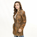 ADJKT033 Genuine Vintage  leather Women shirt  jacket  dress ladies girl
