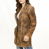 ADJKT033 Genuine Vintage leather Women shirt jacket dress ladies girl