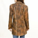 ADJKT033 Genuine Vintage leather Women shirt jacket dress ladies girl