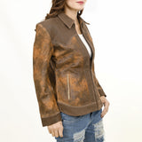 ADJKT034 Genuine Vintage leather Women shirt jacket dress ladies girl