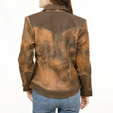 ADJKT034 Genuine Vintage leather Women shirt jacket dress ladies girl