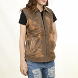 ADJKT035 Genuine Vintage leather Women shirt jacket dress ladies girl