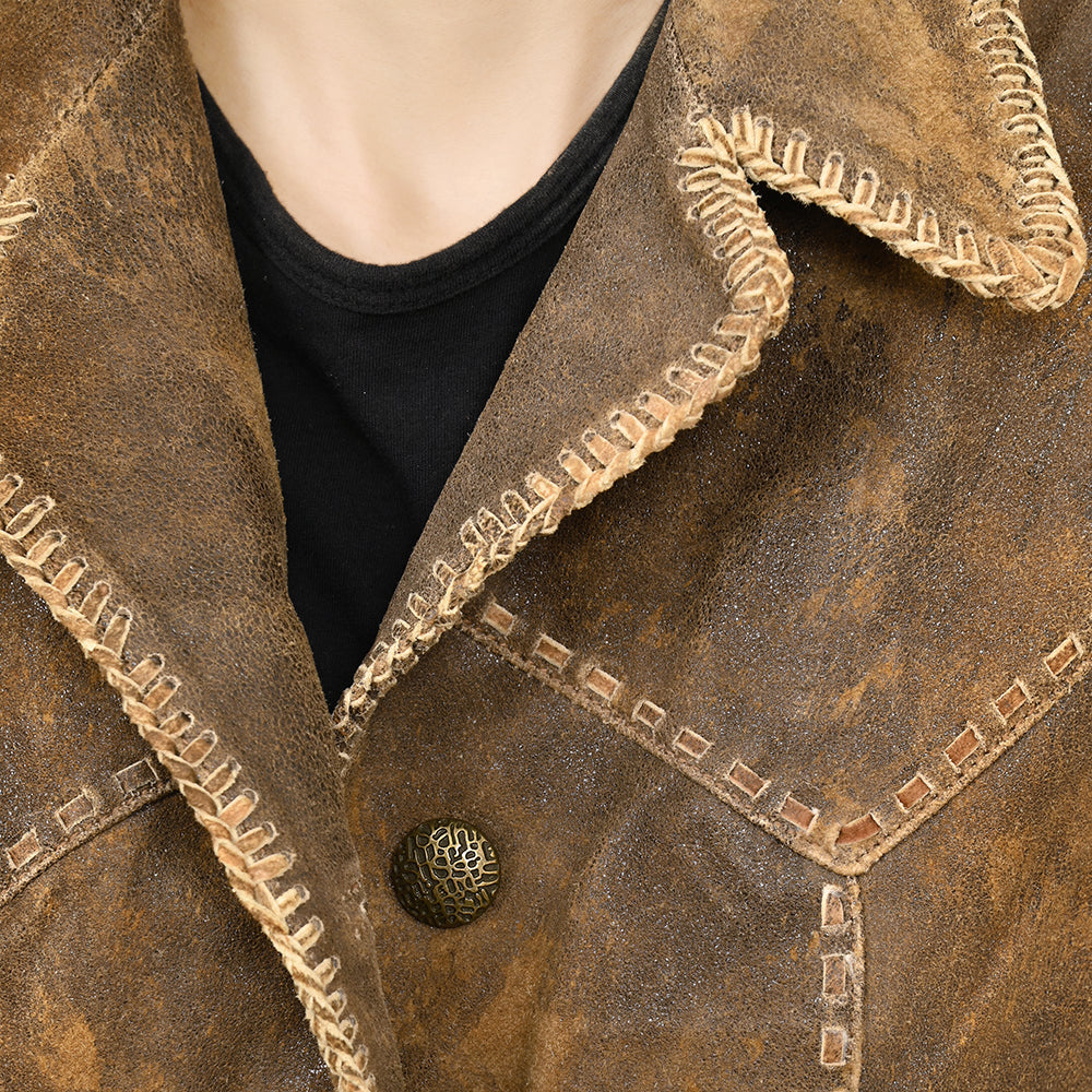 ADJKT036 Genuine Vintage leather Women shirt jacket dress ladies girl