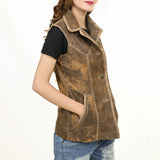 ADJKT036 Genuine Vintage leather Women shirt jacket dress ladies girl