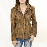 ADJKT037 Genuine Vintage leather Women shirt jacket dress ladies girl