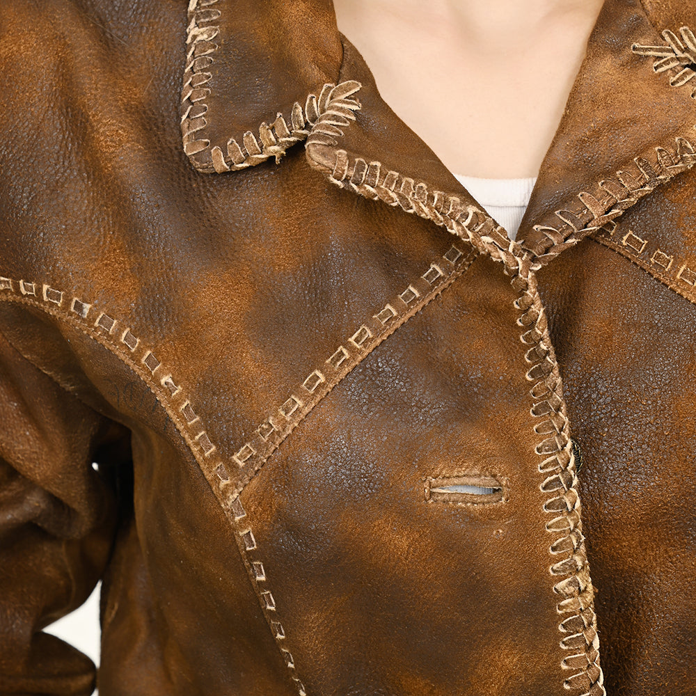 ADJKT039 Genuine Vintage leather Women shirt jacket dress ladies girl