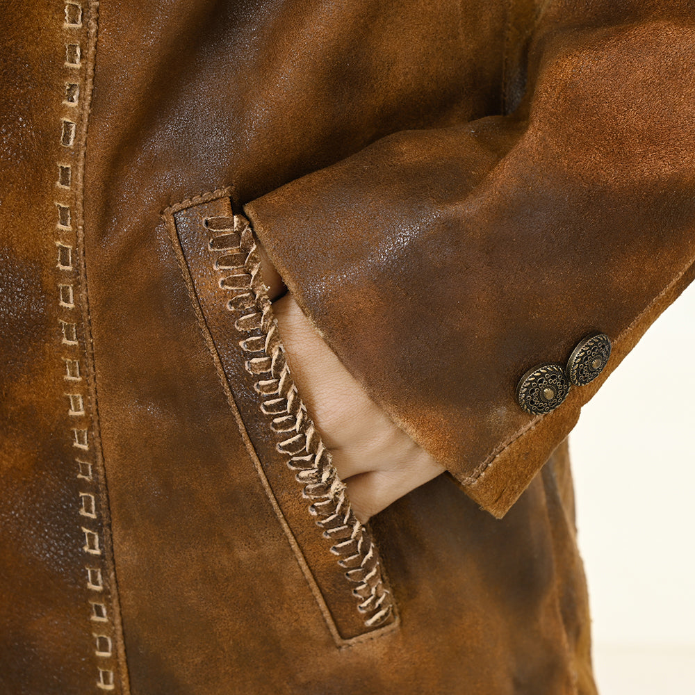 ADJKT039 Genuine Vintage leather Women shirt jacket dress ladies girl