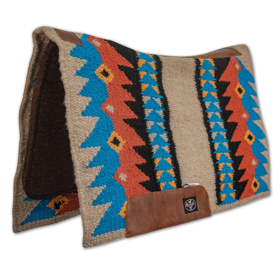 Professional's Choice H. Fuse Navajo Saddle wool Pad Sand Pacific Blue by Hilason – Cowboy and equestrian accessories
