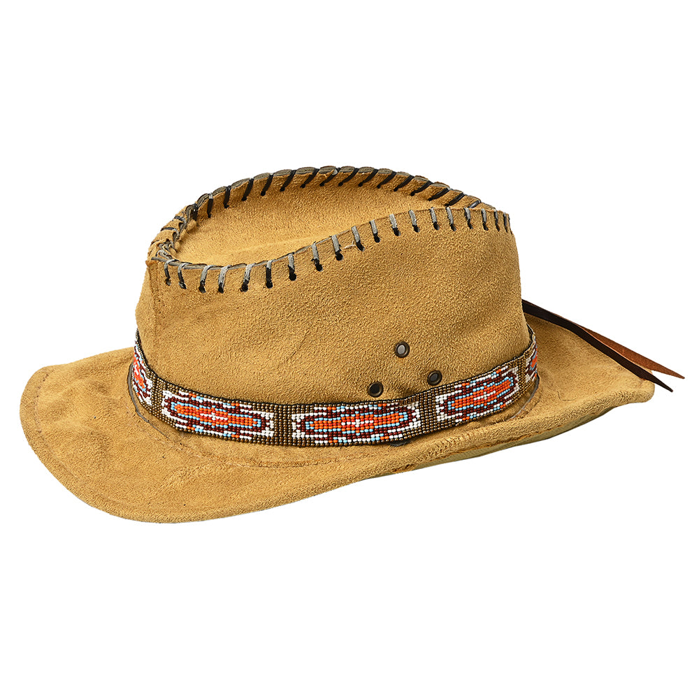 HILASON Beaded American Style Western Cowgirl Handmade Hatband Tan