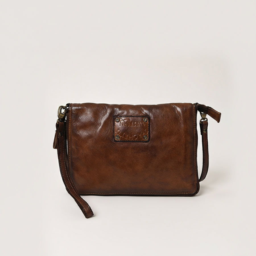 Spaghetti Western Swc197Brn Organiser Vintage Handmade Drum Dyed Genuine European Cowhide Leather Women Bag Western Handbag Purse