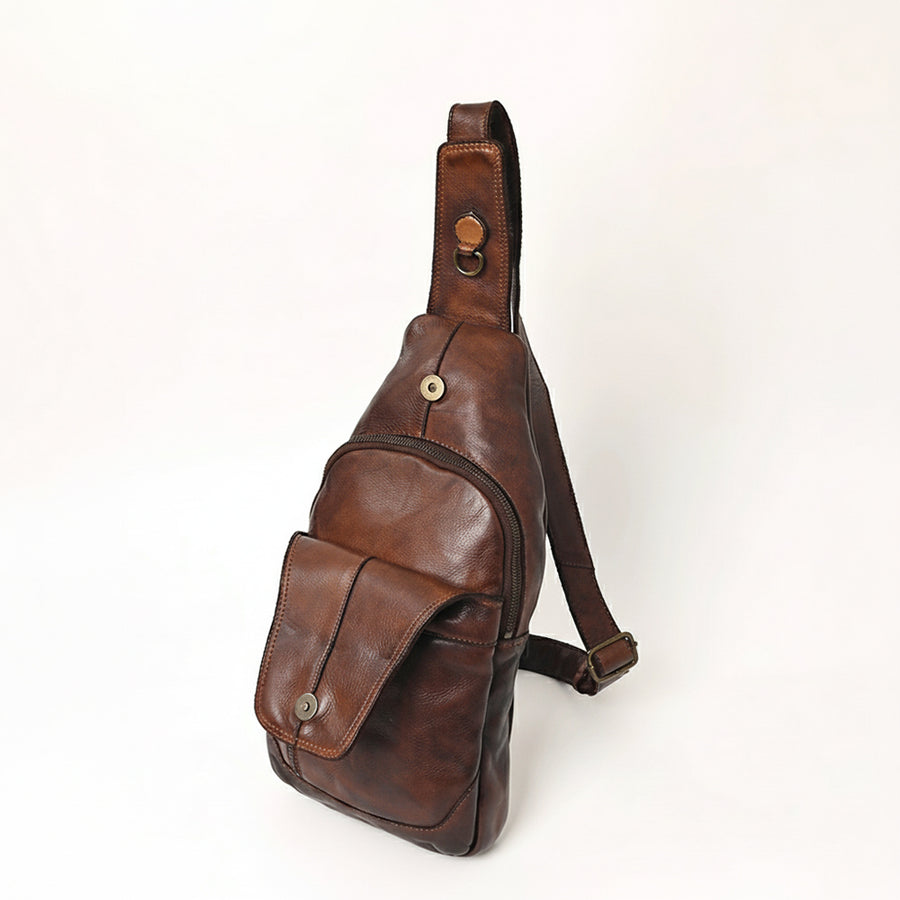 Spaghetti Western Swc202Blk Sling Vintage Handmade Drum Dyed Genuine European Cowhide Leather Women Bag Western Handbag Purse