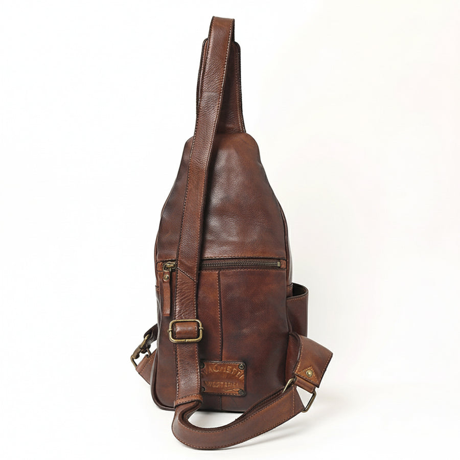 Spaghetti Western Swc202Blk Sling Vintage Handmade Drum Dyed Genuine European Cowhide Leather Women Bag Western Handbag Purse