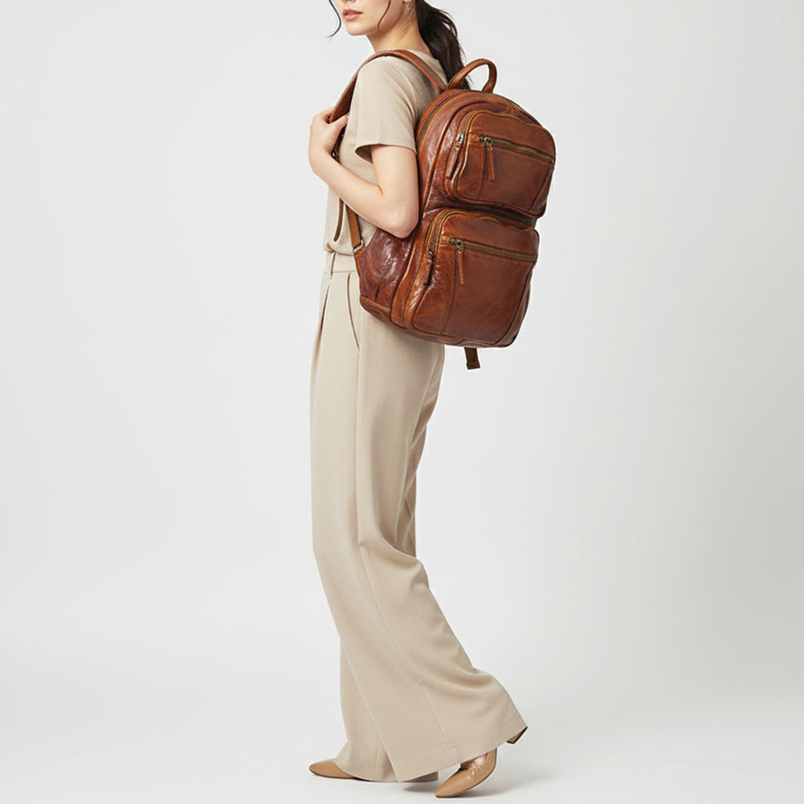 Spaghetti Western Swc414Cg Backpack Vintage Handmade Drum Dyed Genuine European Cowhide Leather Women Bag Western Handbag Purse