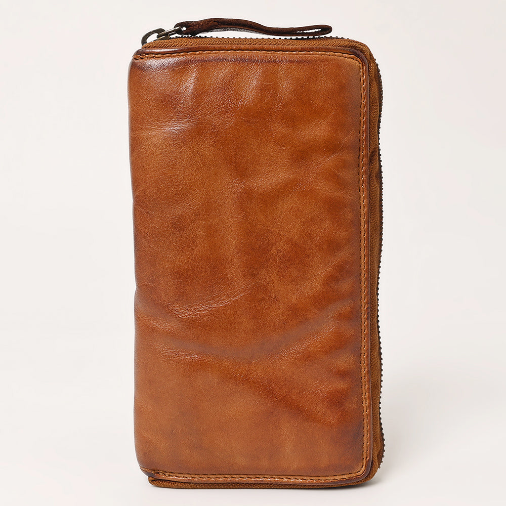 Spaghetti Western Swc434Cg Wallet Vintage Handmade Drum Dyed Genuine European Cowhide Leather Women Bag Western Handbag Purse