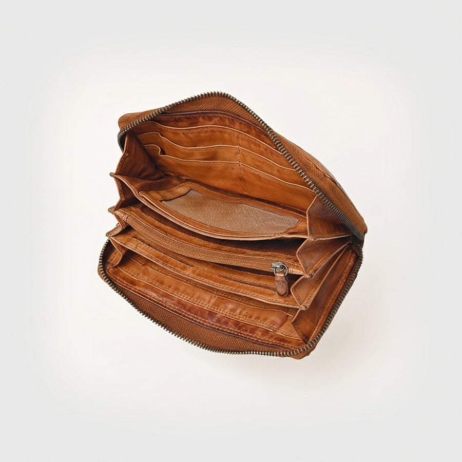 Spaghetti Western Swc434Cg Wallet Vintage Handmade Drum Dyed Genuine European Cowhide Leather Women Bag Western Handbag Purse