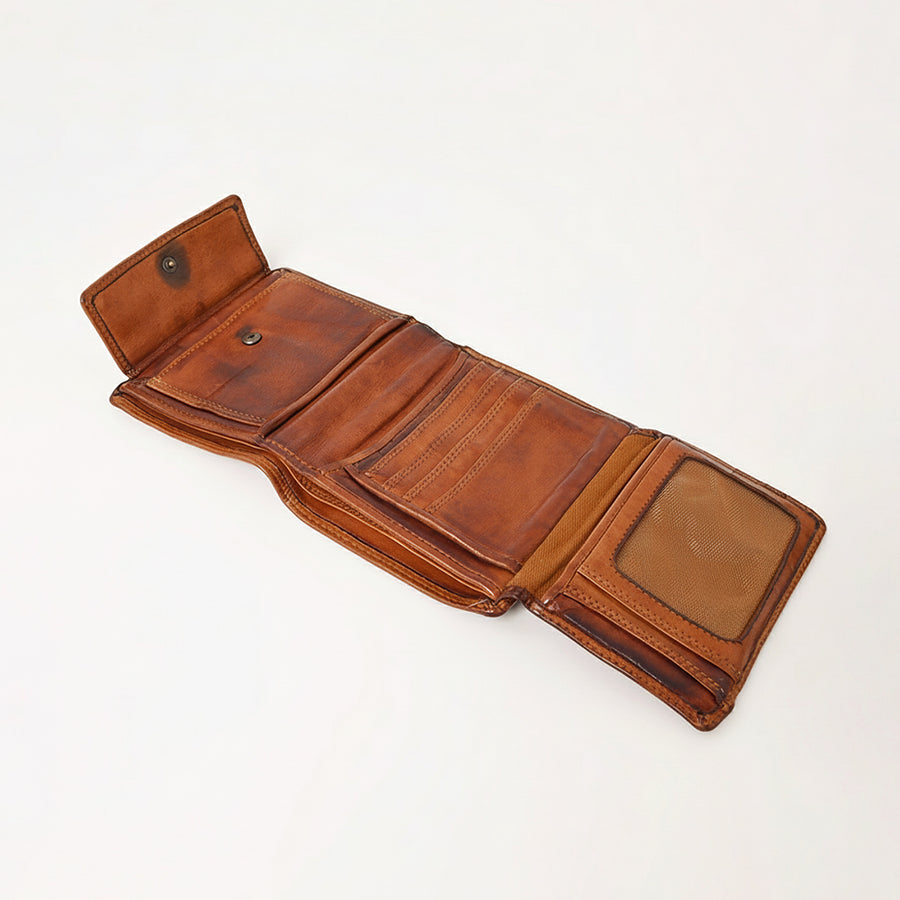 Spaghetti Western Swc465Cg Wallet Vintage Handmade Drum Dyed Genuine European Cowhide Leather Women Bag Western Handbag Purse