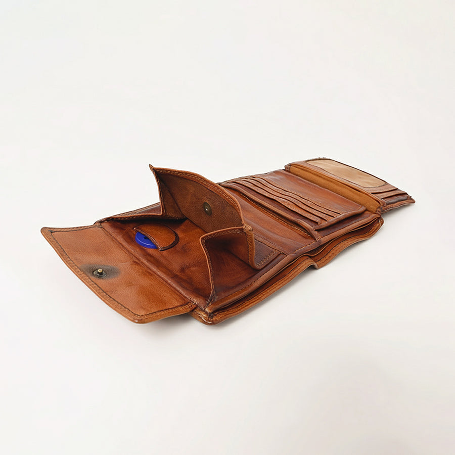 Spaghetti Western Swc465Cg Wallet Vintage Handmade Drum Dyed Genuine European Cowhide Leather Women Bag Western Handbag Purse