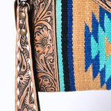 OHLAY KBG242 Cross Body Hand Tooled Upcycled Wool Genuine Leather women bag western handbag purse