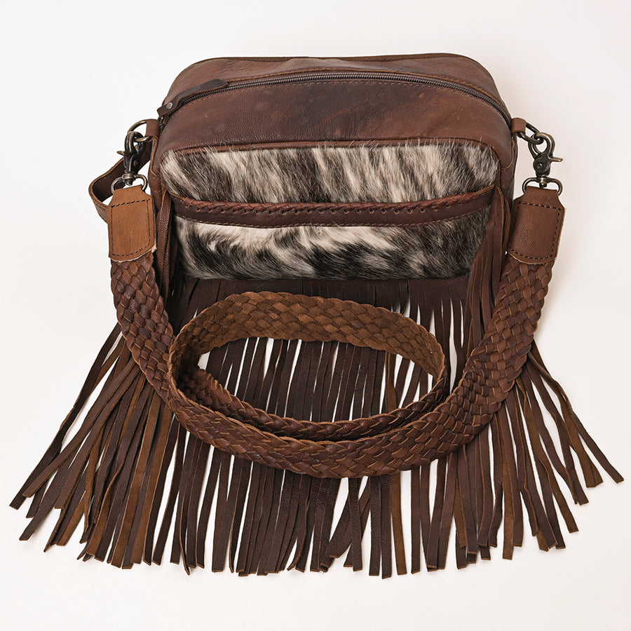 OHLAY Toiletry Hand Tooled Hair-On Genuine Leather Women Bag Western Handbag Purse | Womens Handbags Belt for Summer