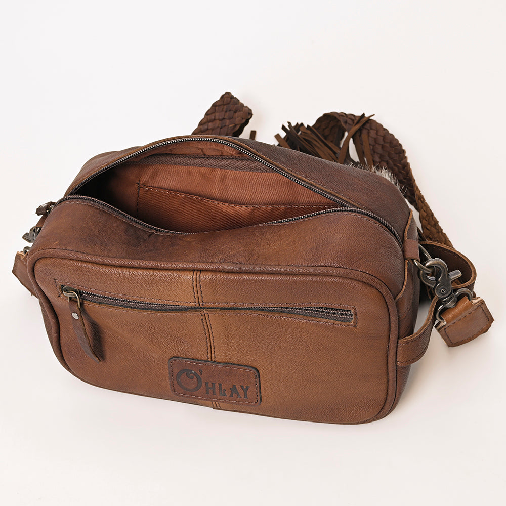 OHLAY TOILETRY Hair-on Genuine Leather women bag western handbag purse