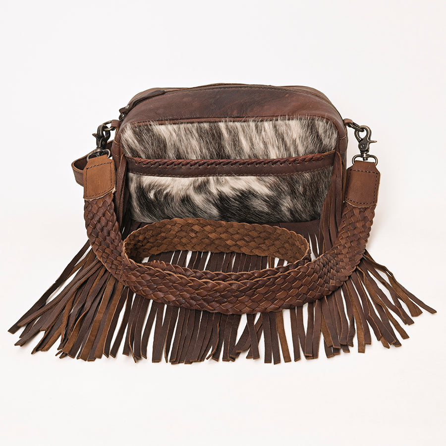 OHLAY Toiletry Hand Tooled Hair-On Genuine Leather Women Bag Western Handbag Purse | Womens Handbags Belt for Summer