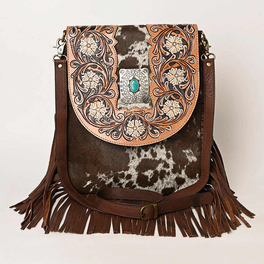 American Darling Cross Body Hand Tooled Hair on-Genuine Leather Western Women Bag Handbag Purse | Crossbody for Cute