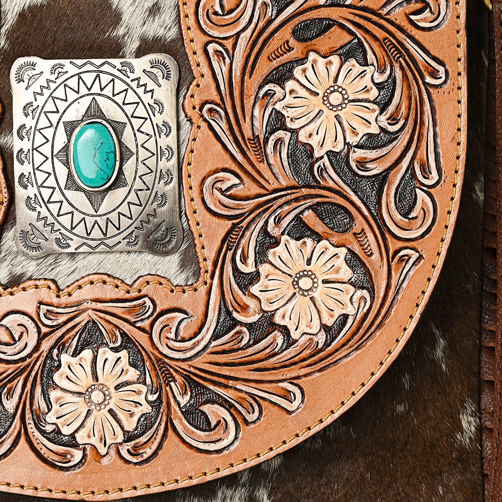 American Darling Cross Body Hand Tooled Hair on-Genuine Leather Western Women Bag Handbag Purse | Crossbody for Cute