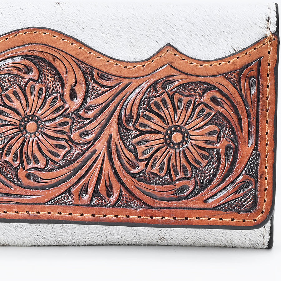 OHLAY Wallet Hand Tooled Hair-On Genuine Leather Women Bag Western Handbag Purse | Womens Handbags |Leather Belt for Summer