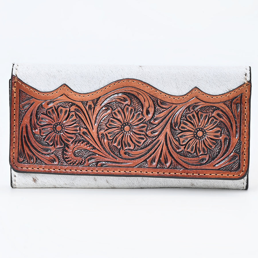 OHLAY Wallet Hand Tooled Hair-On Genuine Leather Women Bag Western Handbag Purse | Womens Handbags |Leather Belt for Summer
