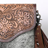 OHLAY KBG272 Cross Body Hand Tooled Hair-On Genuine Leather women bag western handbag purse