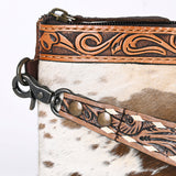 OHLAY WRISTLET Hand Tooled Hair-on Genuine Leather women bag western handbag purse