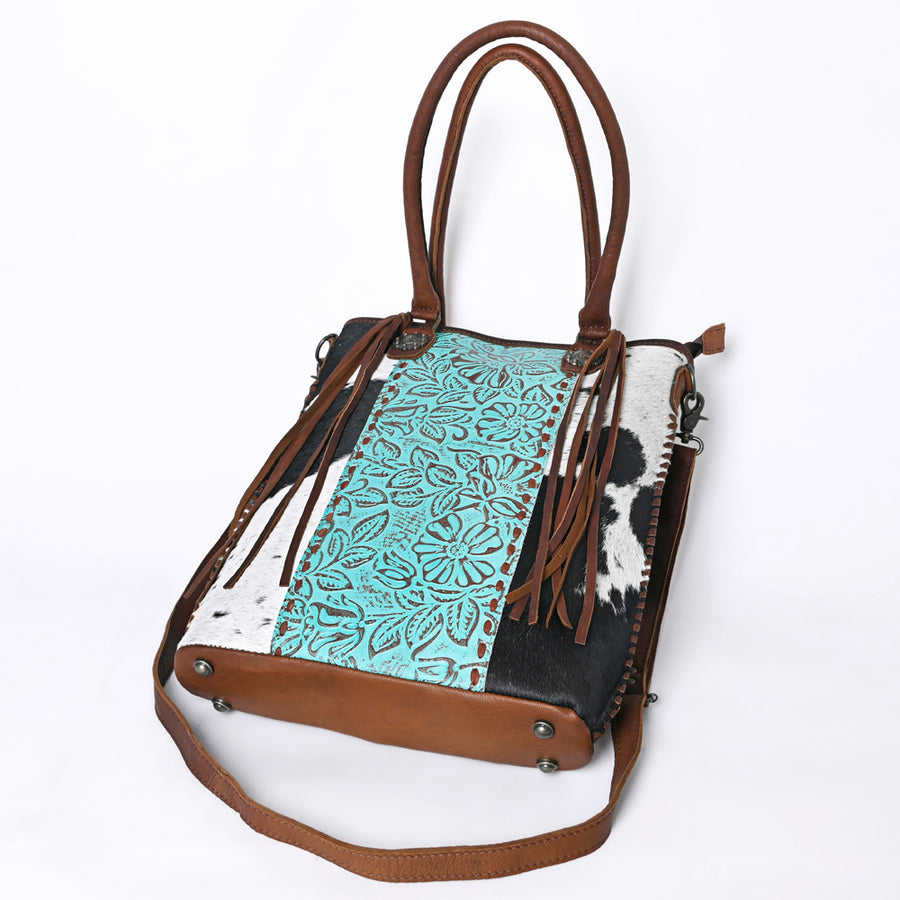 OHLAY KBG278 TOTE Embossed Hair-on Genuine Leather women bag western handbag purse