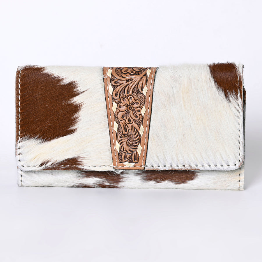 OHLAY Coin Purse Hand Tooled Hair-On Genuine Leather Women Bag Western Handbag | for Cute