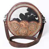 OHLAY KBG291 Canteen Hand Tooled Hair-On Genuine Leather women bag western handbag purse