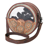 OHLAY KBG291 Canteen Hand Tooled Hair-On Genuine Leather women bag western handbag purse