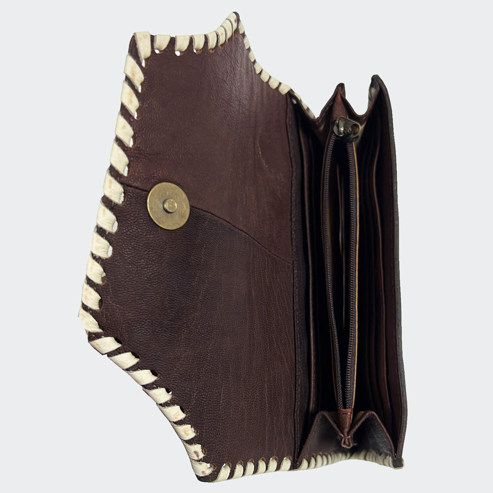 OHLAY WALLET Hand Tooled Hair-on Genuine Leather women bag western handbag purse