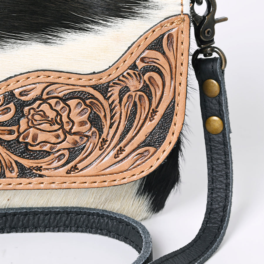 OHLAY Wallet Hand Tooled Hair-On Genuine Leather Women Bag Western Handbag Purse | Womens Handbags |Leather Belt for Summer