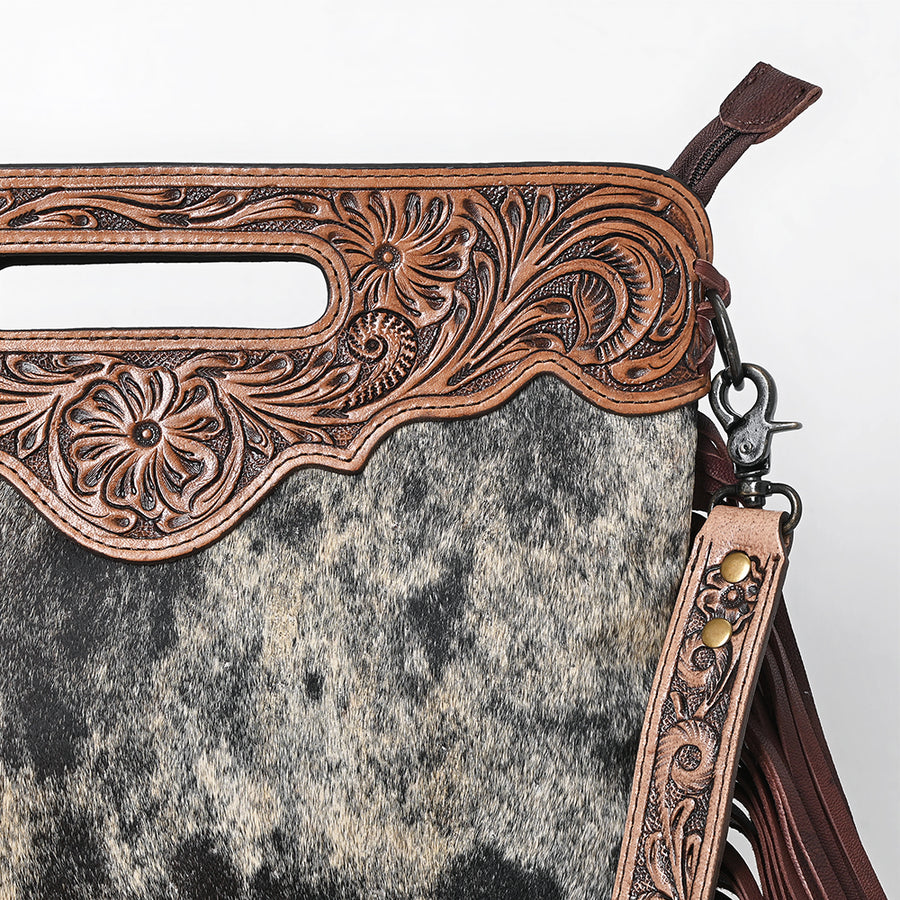 OHLAY Clutch Hand Tooled Hair on Genuine Leather Western Women Bag Handbag Purse | Purses for Cute