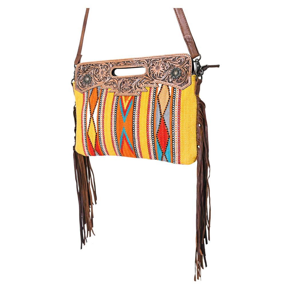 OHLAY KBG302 Clutch Hand Tooled Upcycled Wool Genuine Leather women bag western handbag purse